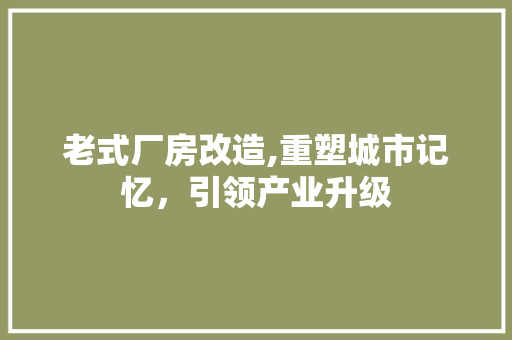 老式厂房改造,重塑城市记忆，引领产业升级