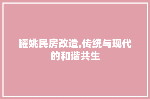 罐姚民房改造,传统与现代的和谐共生