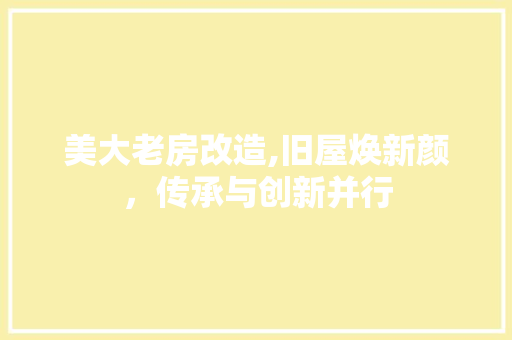 美大老房改造,旧屋焕新颜，传承与创新并行